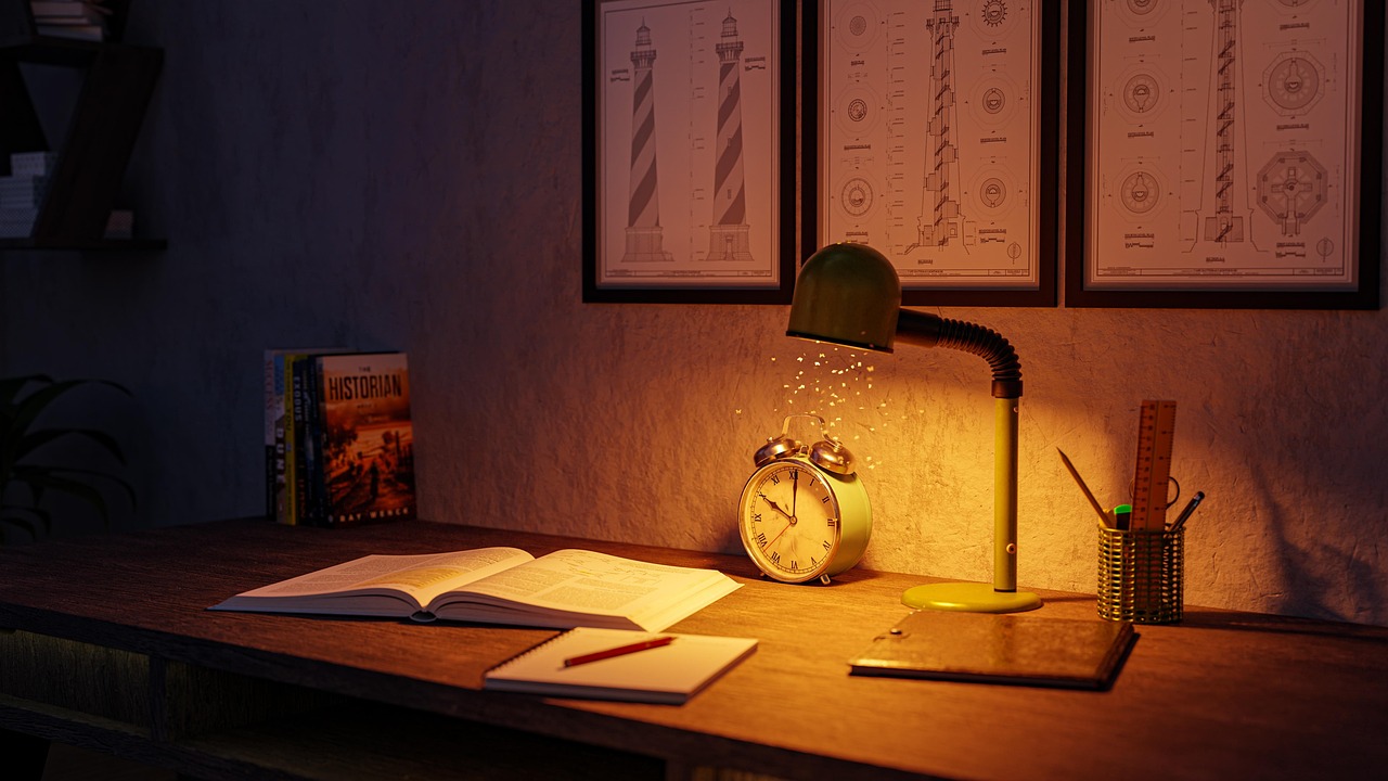 reading desk, room, dark